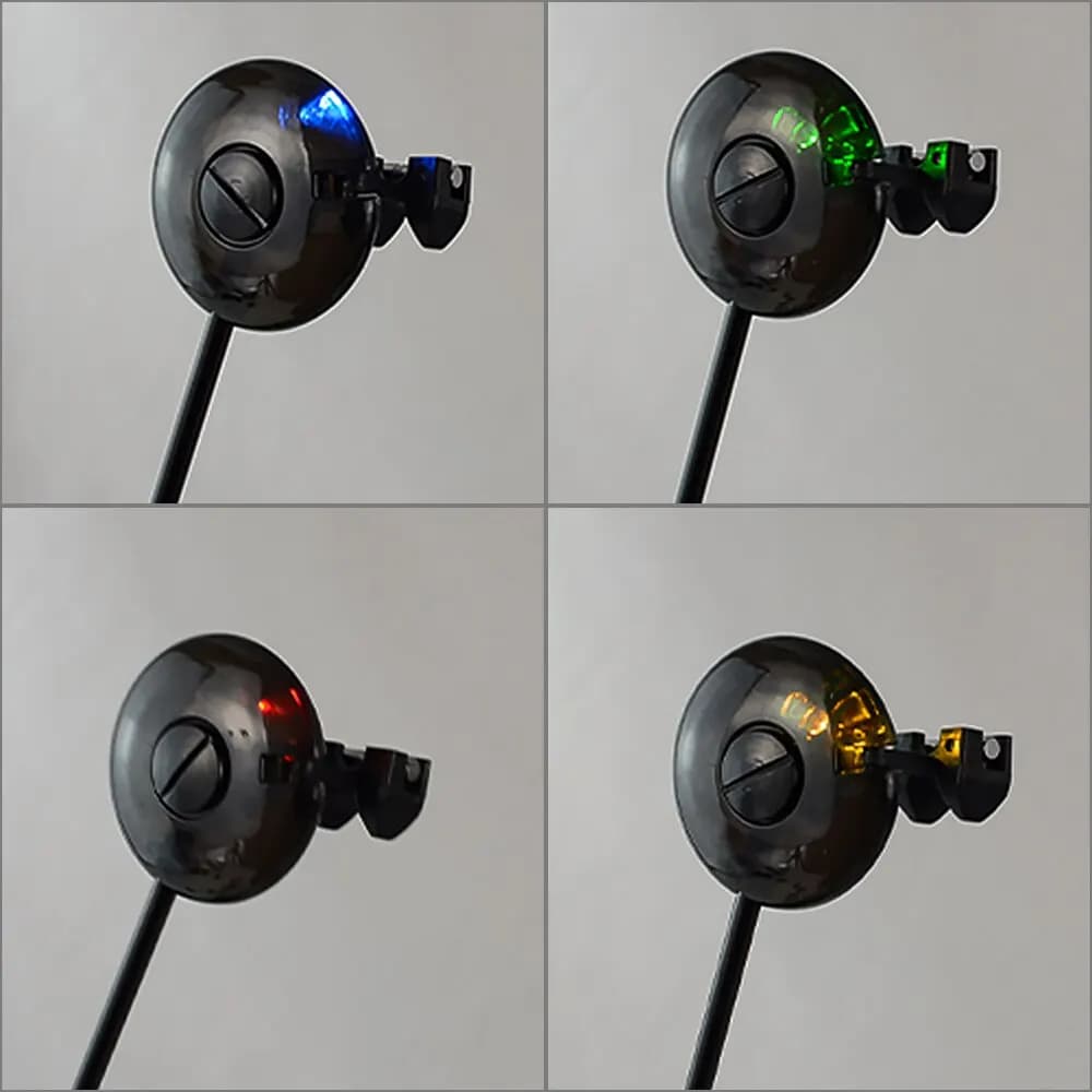Set 4 indicateurs swingers LED Hirisi pour pêche à la carpe - Drop Off Indicator B2022 4 couleurs avec étui
