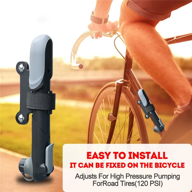 Mini pompe vélo portable avec manomètre - Gonfleur pneus VTT et valves universelles pour pêche