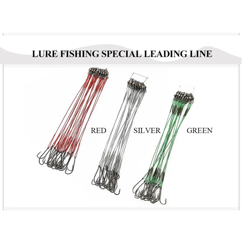 Leader acier anti-morsure FLYSAND 50LB avec hameçon n°1 et émerillon - Lot de 20 pour pêche carnassiers