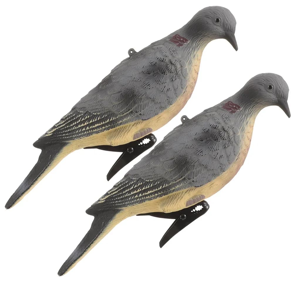 Figurines pigeons réalistes - 2 leurres de chasse en plastique pour jardin et décoration extérieure