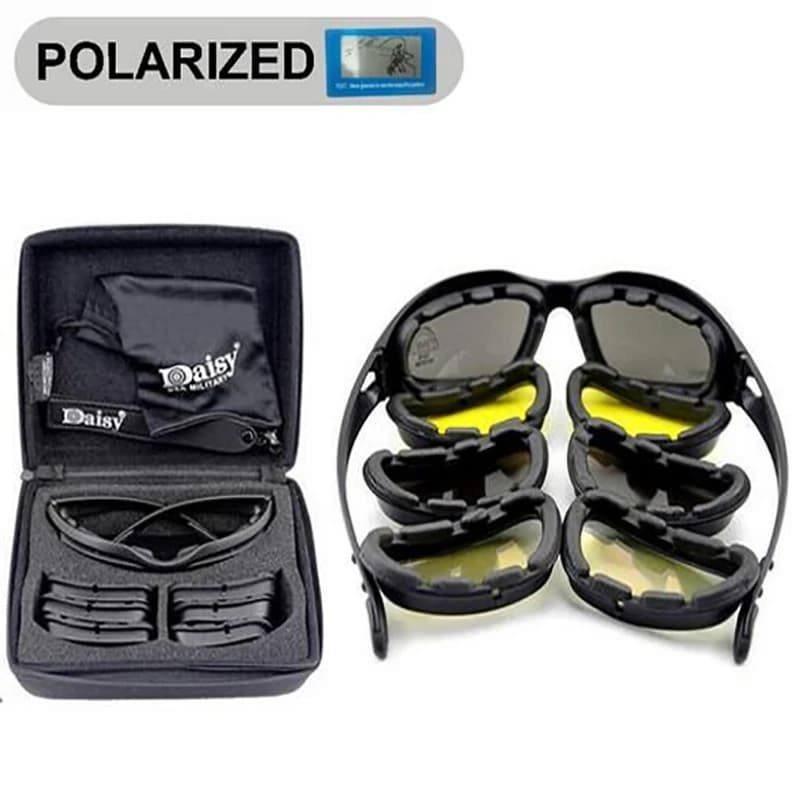 Lunettes Daisy C5/X7 polarisées 4 verres pour airsoft pêche sport - protection tactique complète