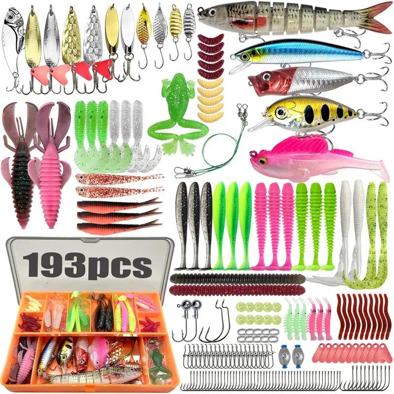Kit de pêche pro 239 leurres pour truite brocheton et perche, boîte de rangement compartimentée, équipement