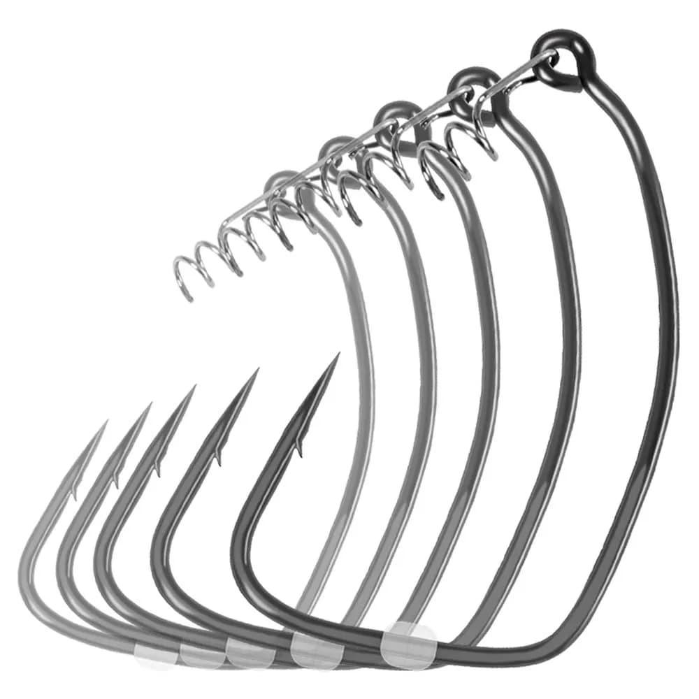 Hameçons spiralés à long bras en acier inoxydable anti-rouille pour leurres souples et vers