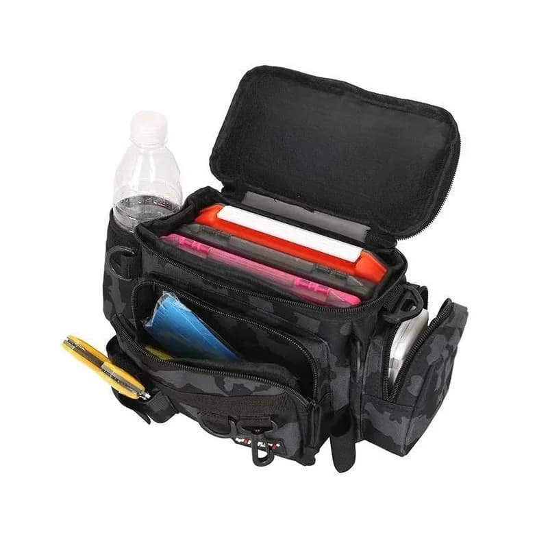 Sac pêche épaule multi-poches renforcé porte-canne rangement appâts matériel pêcheur