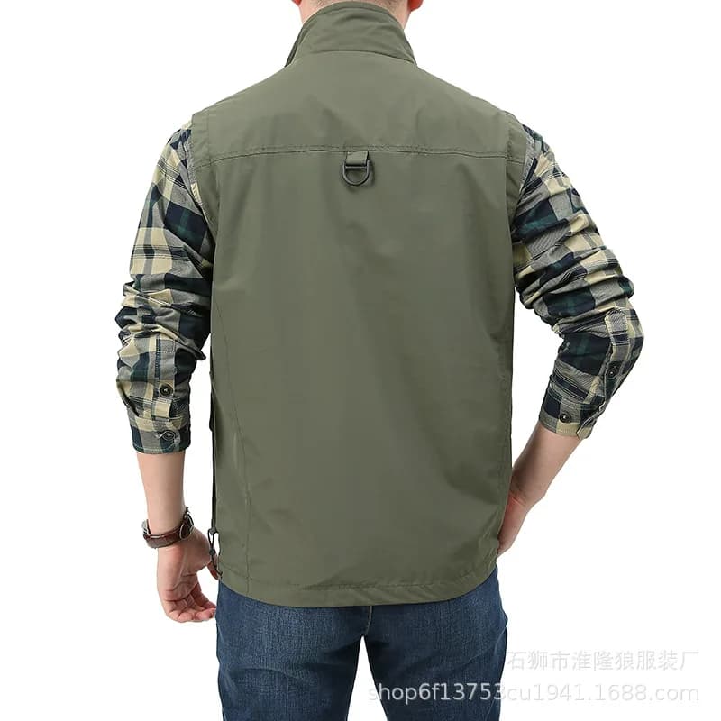 Veste de pêche respirante avec poches zippées - Veste de travail d'été pour activités extérieures homme