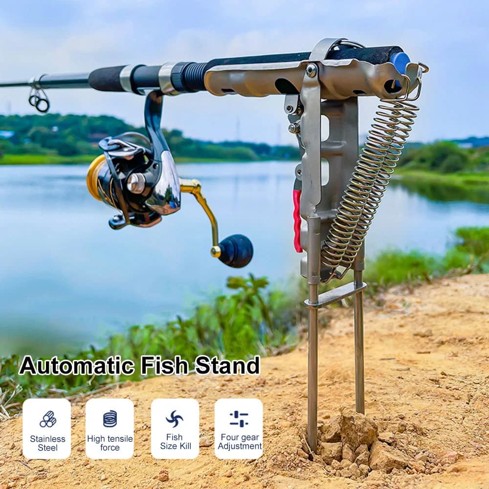 Support canne à pêche pliant automatique pour pêche en étang rivière avec base réglable