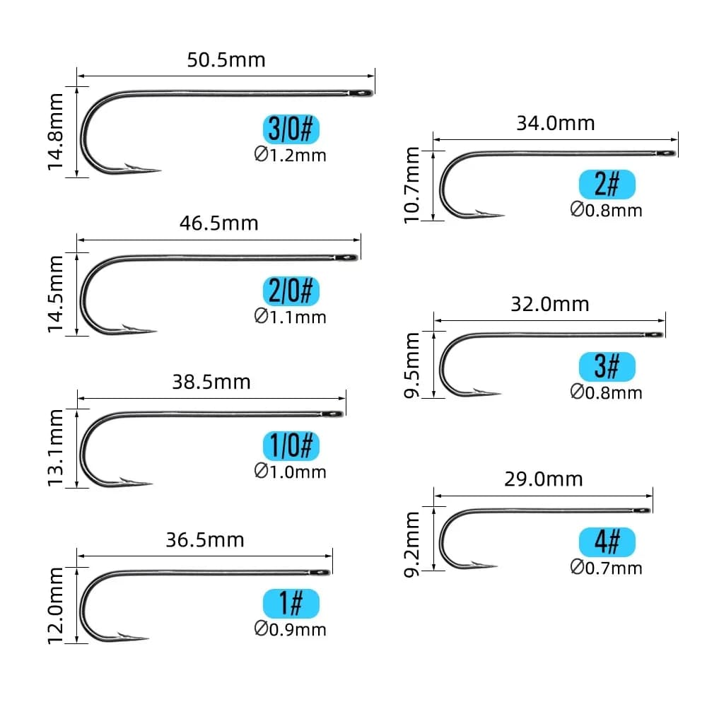 100 hameçons Aberdeen longue tige #16-3/0 - Pour sabiki rigs et pêche en eau douce ou salée