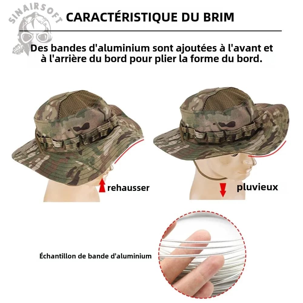 Casquette PRO camouflage bord rond SINAIRSOFT - Chapeau pêche protection solaire été nouvelle génération