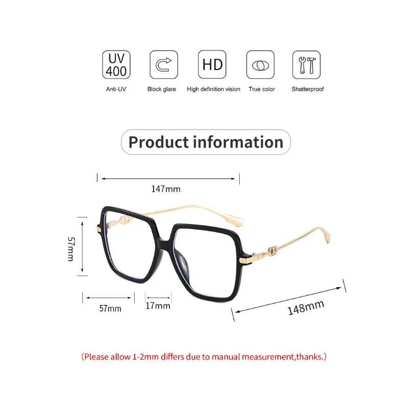 Lunettes carrées surdimensionnées pour pêche - Monture métal rétro bloquant la lumière bleue
