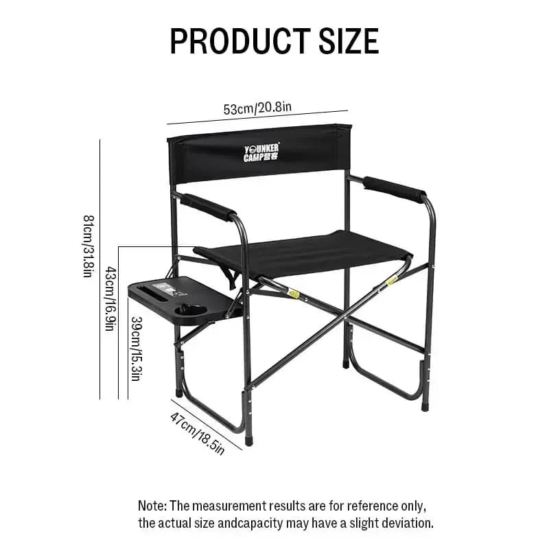 Chaise pliante pêche confortable Outdoor Camping avec dossier renforcé Oxford noir