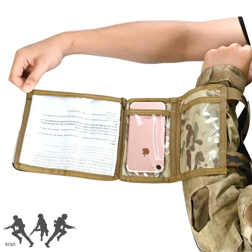 Manchon bras tactique avec poche - Accessoire pêche pour smartphone et cartes de navigation
