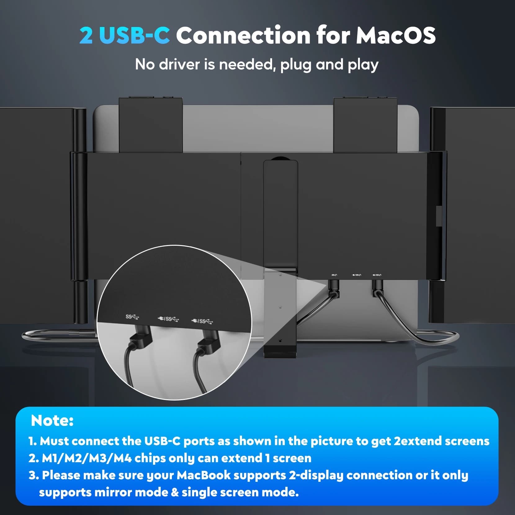 Écran portable double 14 pouces Full HD IPS USB-C pour PC Mac Xbox triple affichage pêche gaming