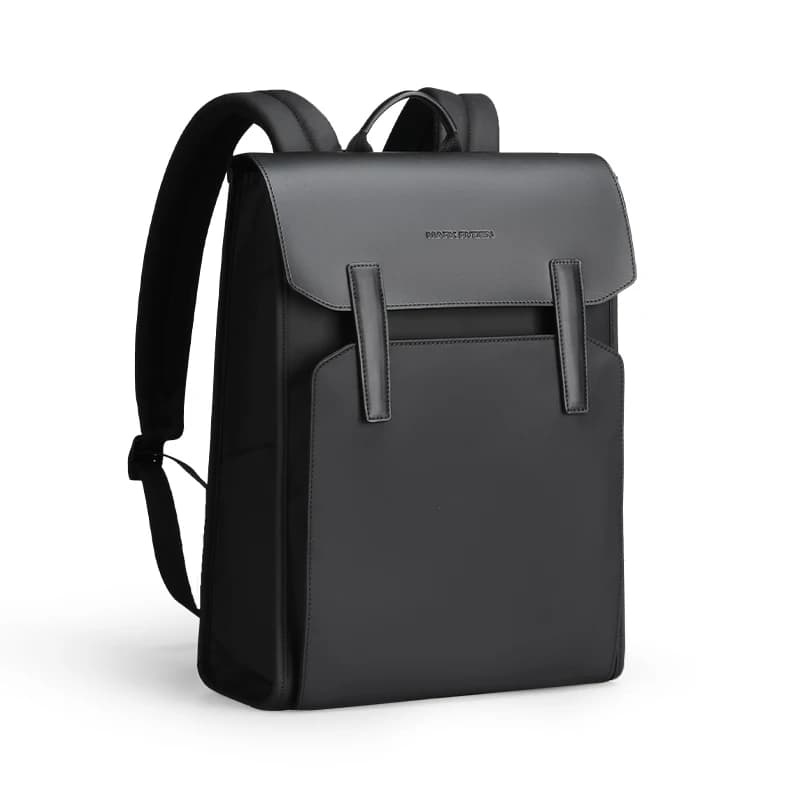 Sac à dos cuir noir professionnel 15,6 pouces étanche - Cartable travail école pour hommes affaires
