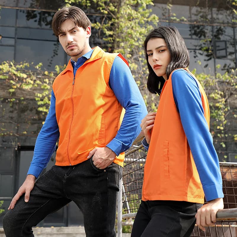 Gilet pêche polyester 100% personnalisable zip - Veste cargo montagne bénévole homme - Uniforme groupe respirant