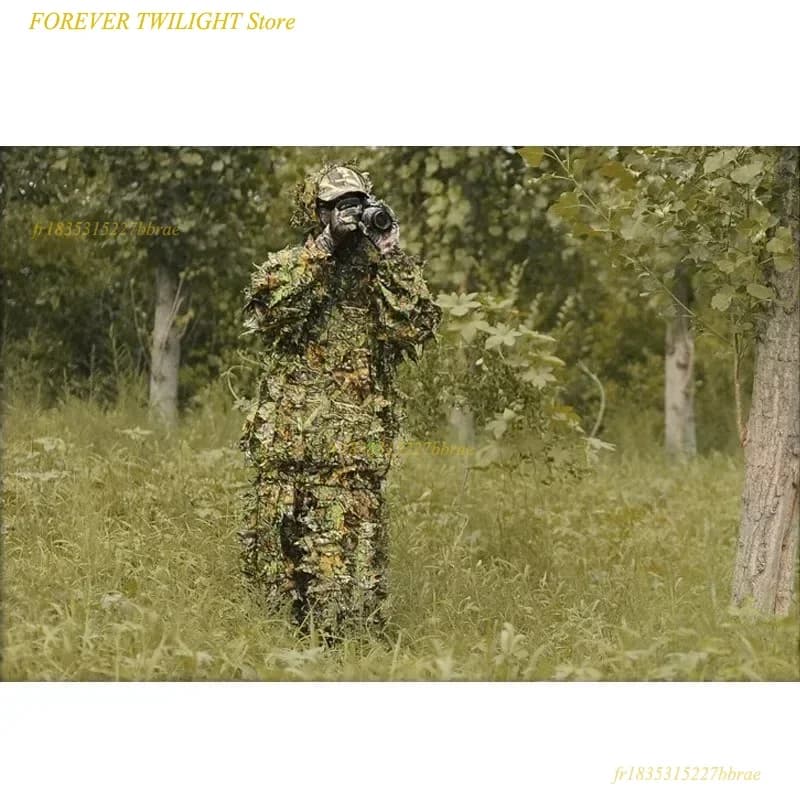 Poncho camouflage Ghillie feuille d'érable 120x160cm - Cape pêche sniper observation ornithologique airsoft