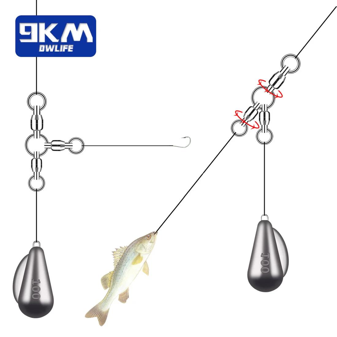 Émerillons 3 voies 9KM 5 à 15 pièces avec roulements à billes pour montages de pêche en mer robustes