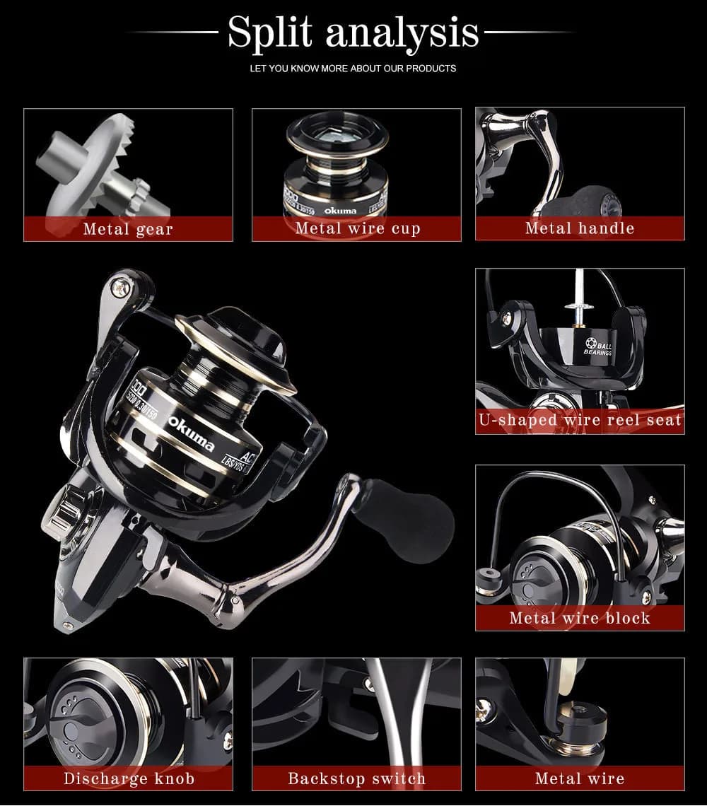 Moulinet de pêche trolling OKUMA AC2000-7000 neuf 5.2:1 frein 12kg max poignée grip métal bille