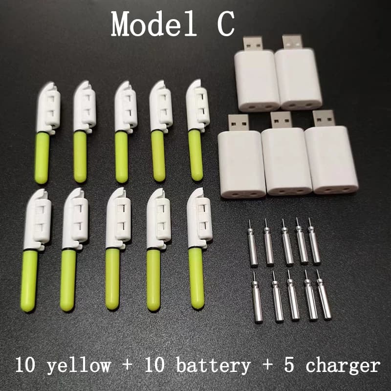 Lot de 10 lampes de pêche électroniques rechargeables à clip, lumière puissante pour la pêche de