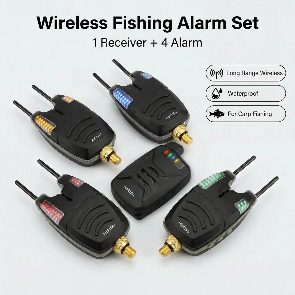 Kit alarme pêche carpe sans fil 1+4 - Indicateur touches lumineux et sonore B1230 - Accessoires pêche
