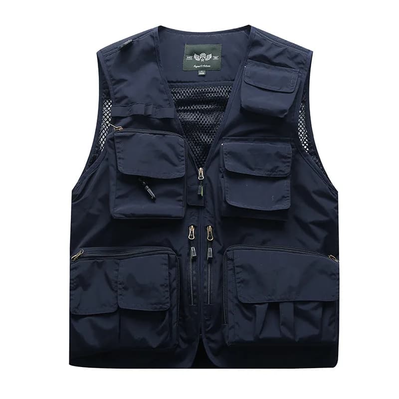 Gilet pêche respirant mesh homme - Veste technique détachable multi-poches pour pêche et randonnée