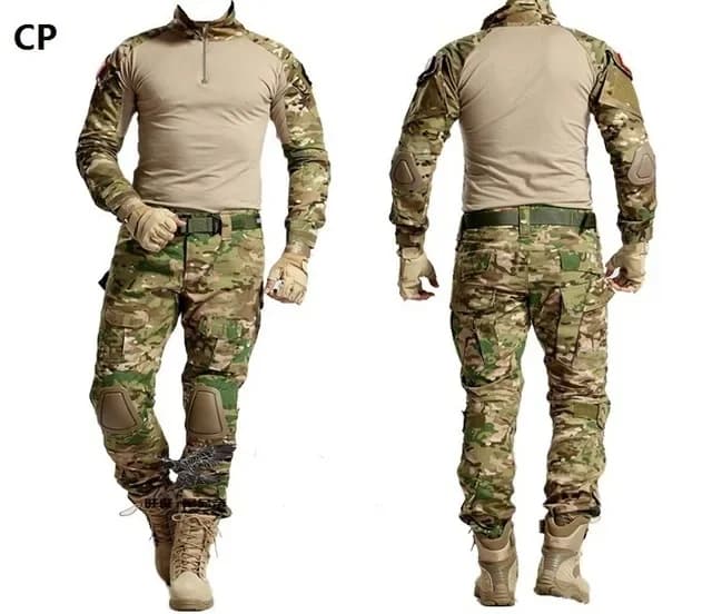 Ensemble entraînement camouflage grenouille randonnée chasse pêche vêtements tactiques avec protections coudes genoux