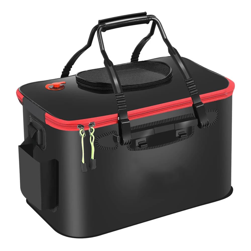 Sac de pêche pliable 30/40/50cm avec poche latérale et boîte à poissons vivants étanche pour camping