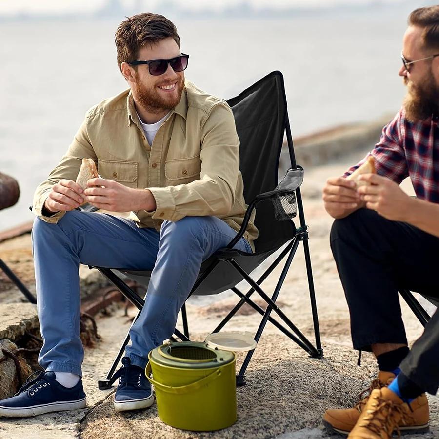 Chaise pliable de camping et plage avec accoudoirs - Accessoire pêche portable et confortable