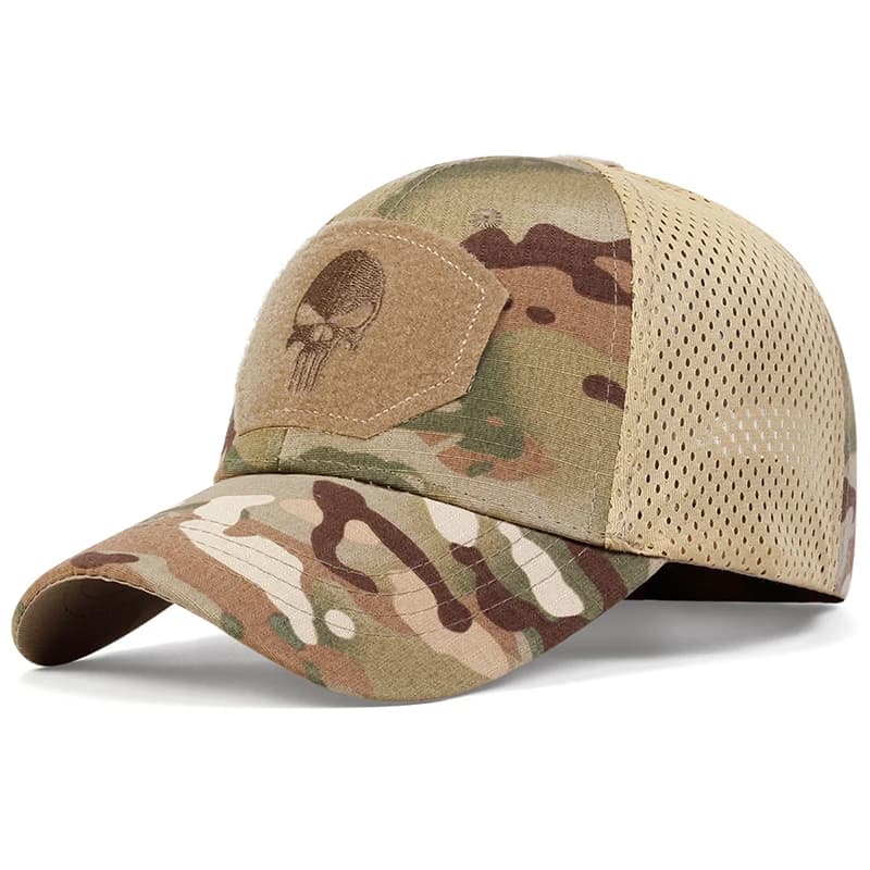 Casquette skull tactique pêche airsoft mesh breathable réglable été chasse snapback