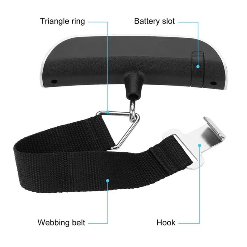 Balance numérique portable 10g-50kg écran LCD - pèse-bagages électronique voyage valise suspendue précis
