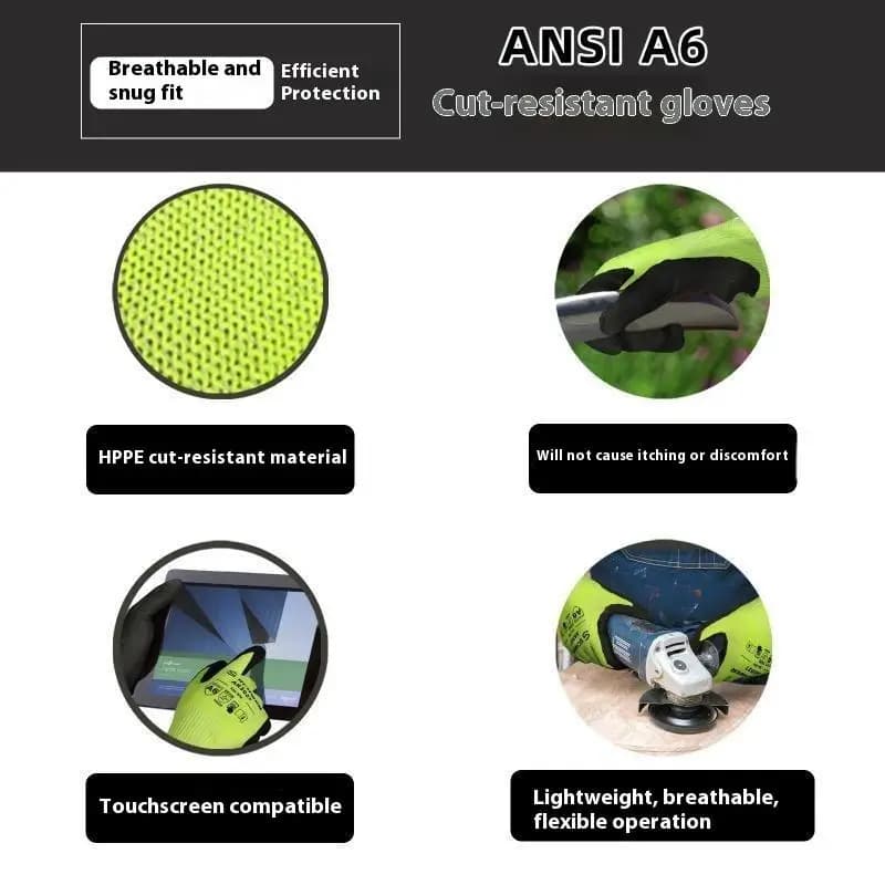 Gants épais A6 résistants aux coupures et perforations avec fil d'acier pour protection extérieure