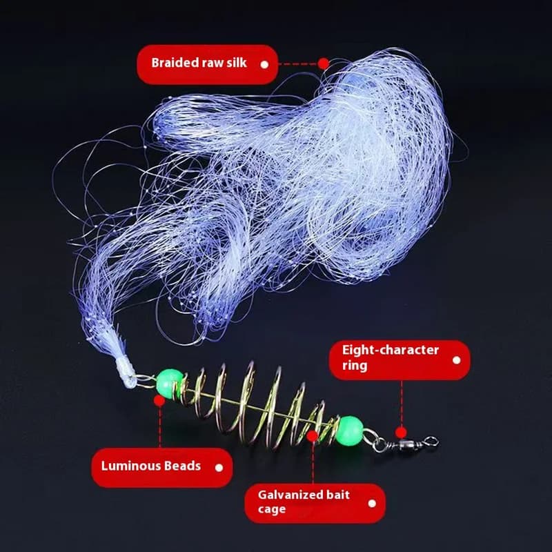 Filet de pêche flottant à lancer avec hameçons explosion et mailles résistantes pour pêcheur