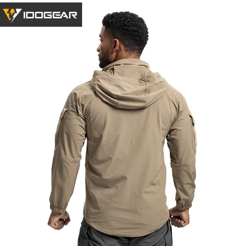 Veste coupe-vent soft shell IDOGEAR L5 respirable extensible capuche randonnée escalade camping sports outdoor 3118