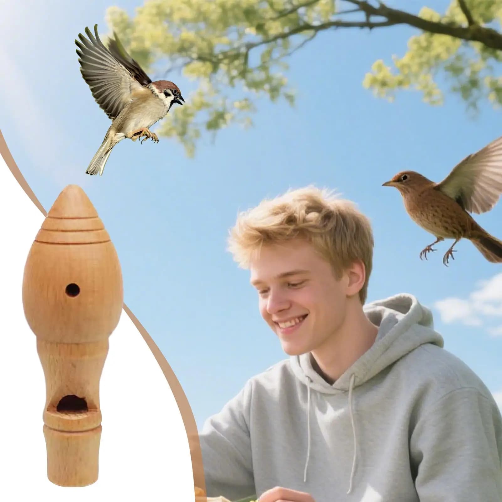 Sifflet oiseau en bois simulation son réaliste - Appelant leurre pour chasse observation nature adultes