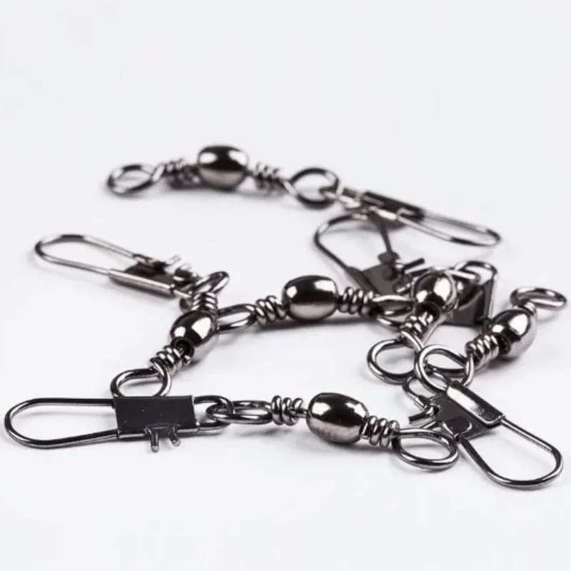 Lot de 100 émerillons à roulement à billes avec clip Fastlock pour la pêche, accessoires de pêche résistants