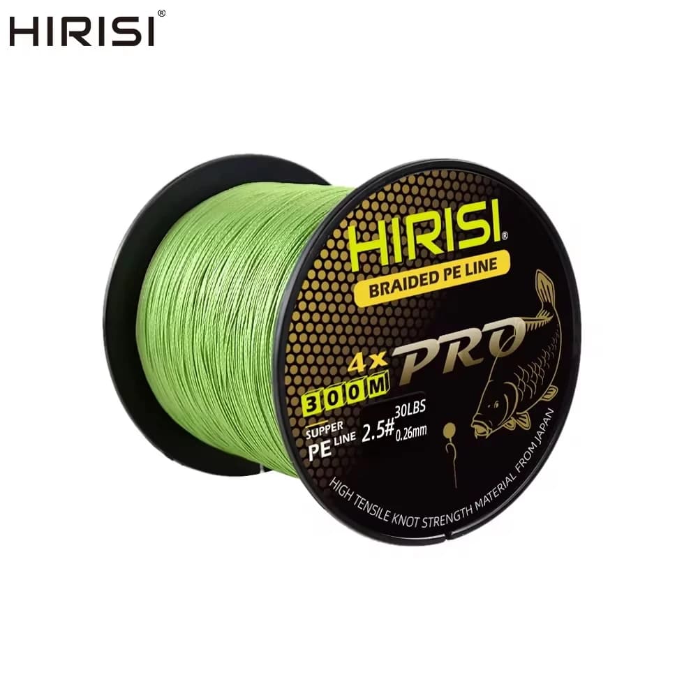 Ligne tressée Hirisi 4 brins 300M PE pour carpe - Multifilament 15-50LB souple accessoires pêche
