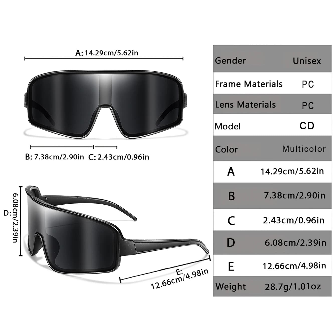 Lunettes sport grandes lentilles vent pêche cyclisme camping protection UV400 vision large