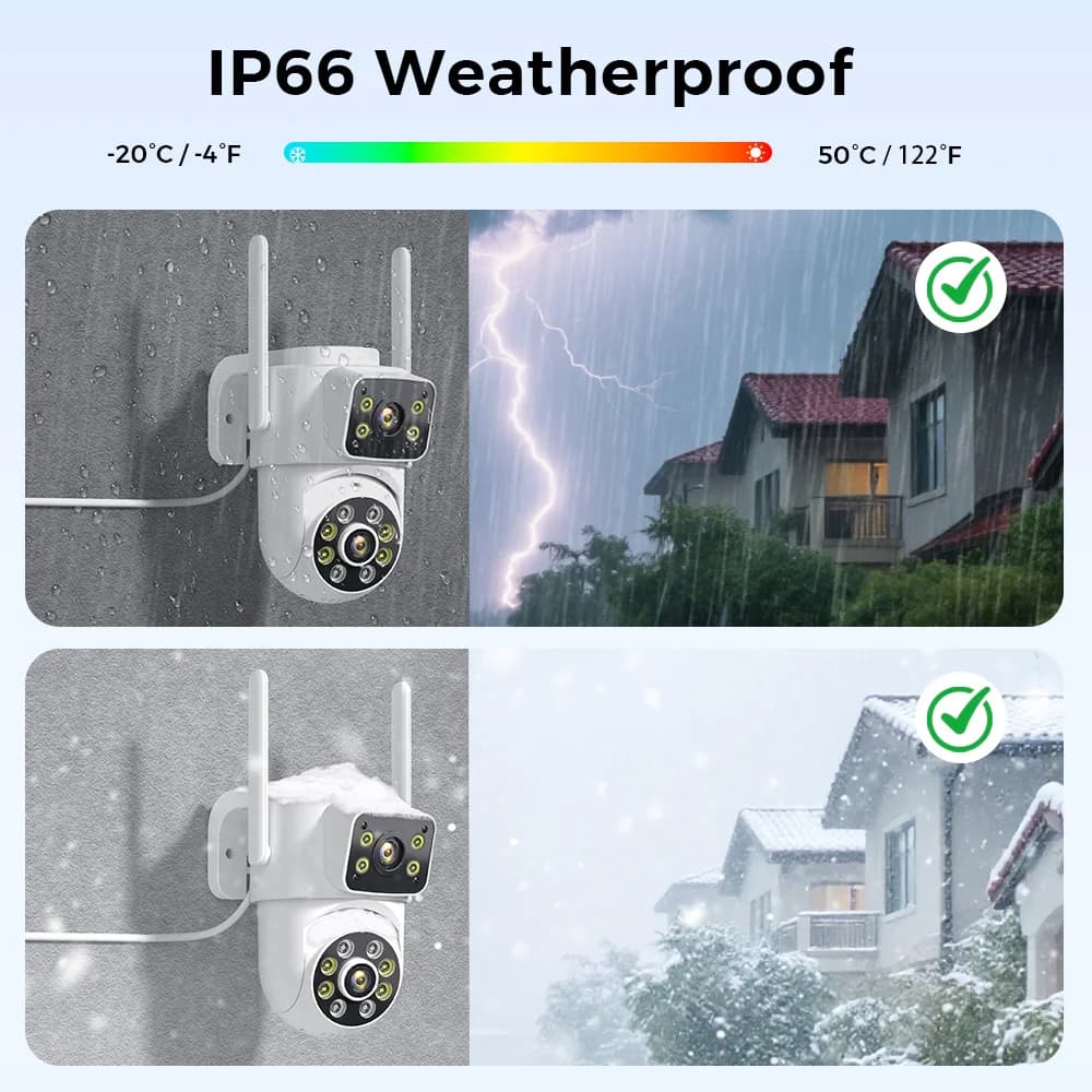 Caméra PTZ extérieure 4K 8MP double objectif tracking IA surveillance audio vidéo pêche