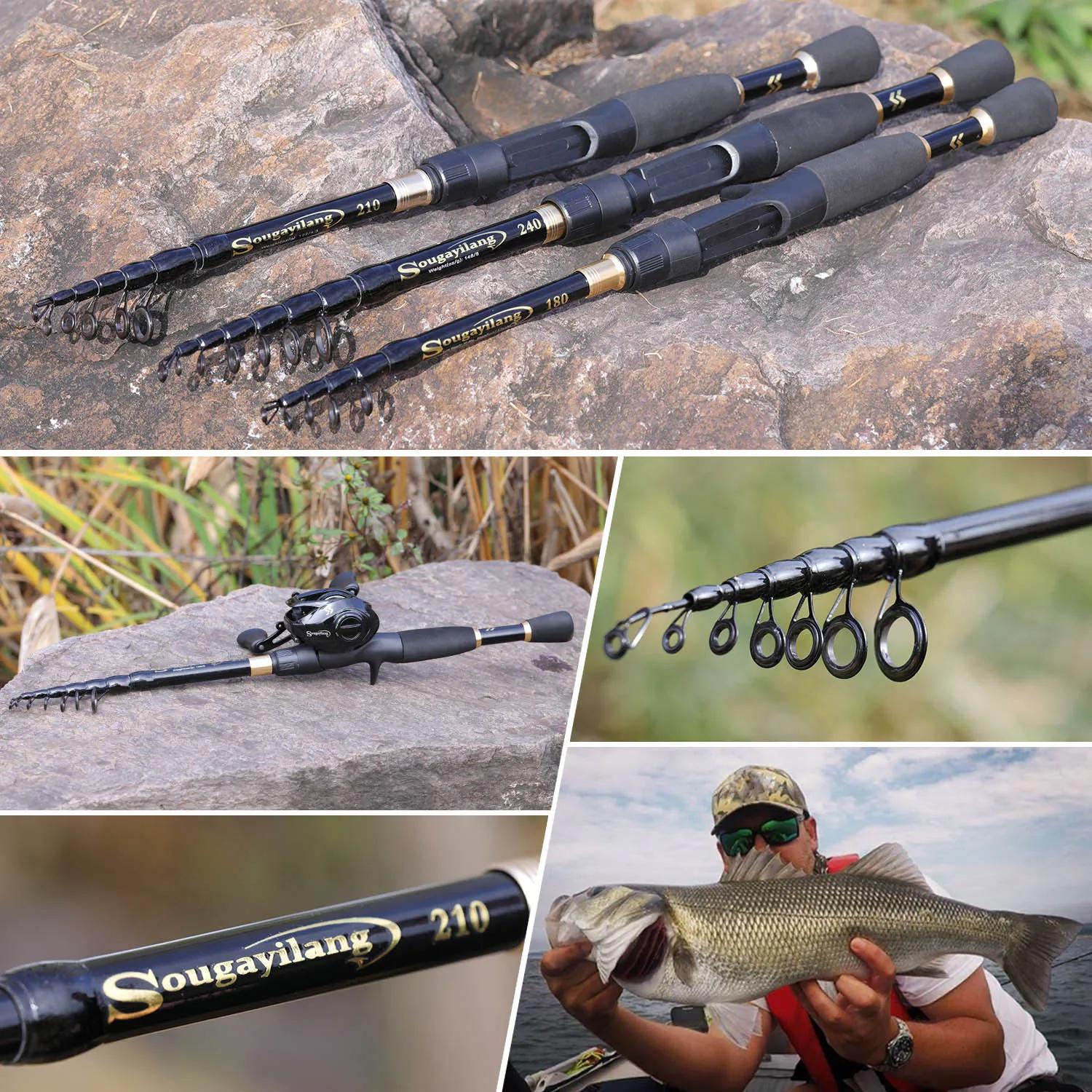 Canne télescopique Sougayilang ultra légère 1.8-2.4m pour pêche au leurre 10-30g carbone