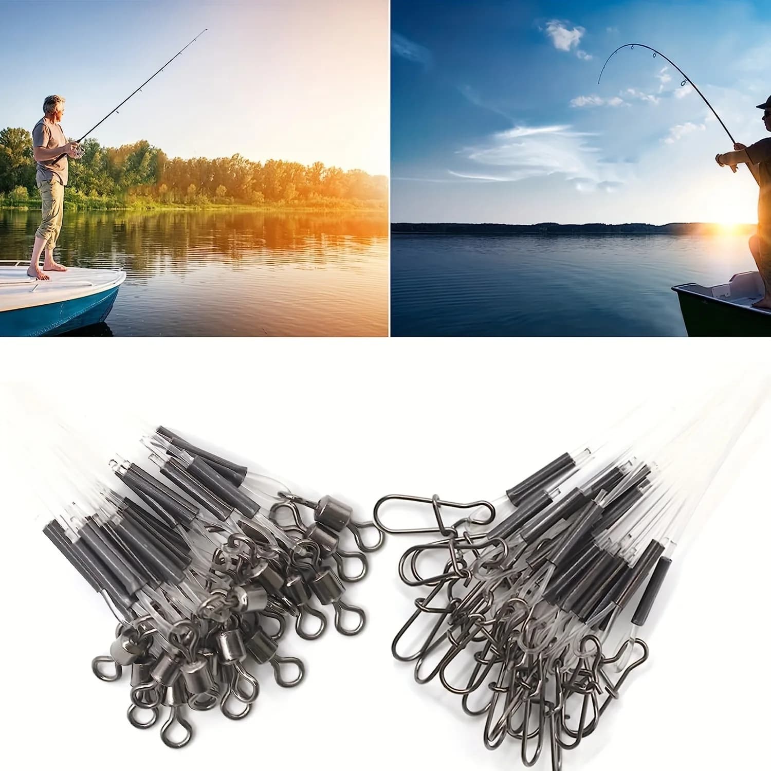 Set ligne carbone fluorocarbone avec émerillon roulant et verrou rapide, test pression 7-18kg canne