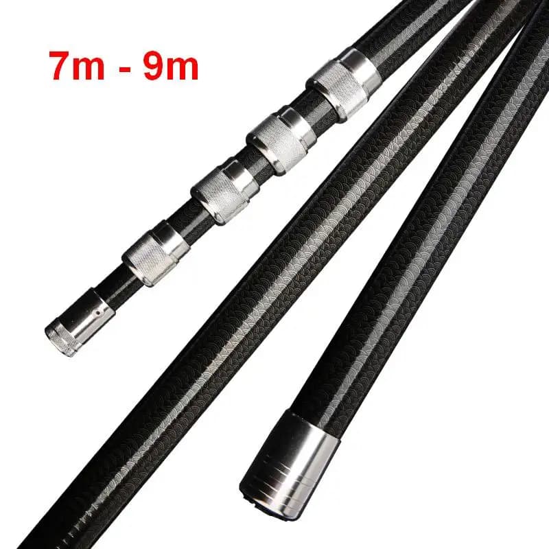 Manche carbonne ZZ241 ZZ290A 7m à 10m pour épuisette ou cueillette fruits - Sans filet ni loquet