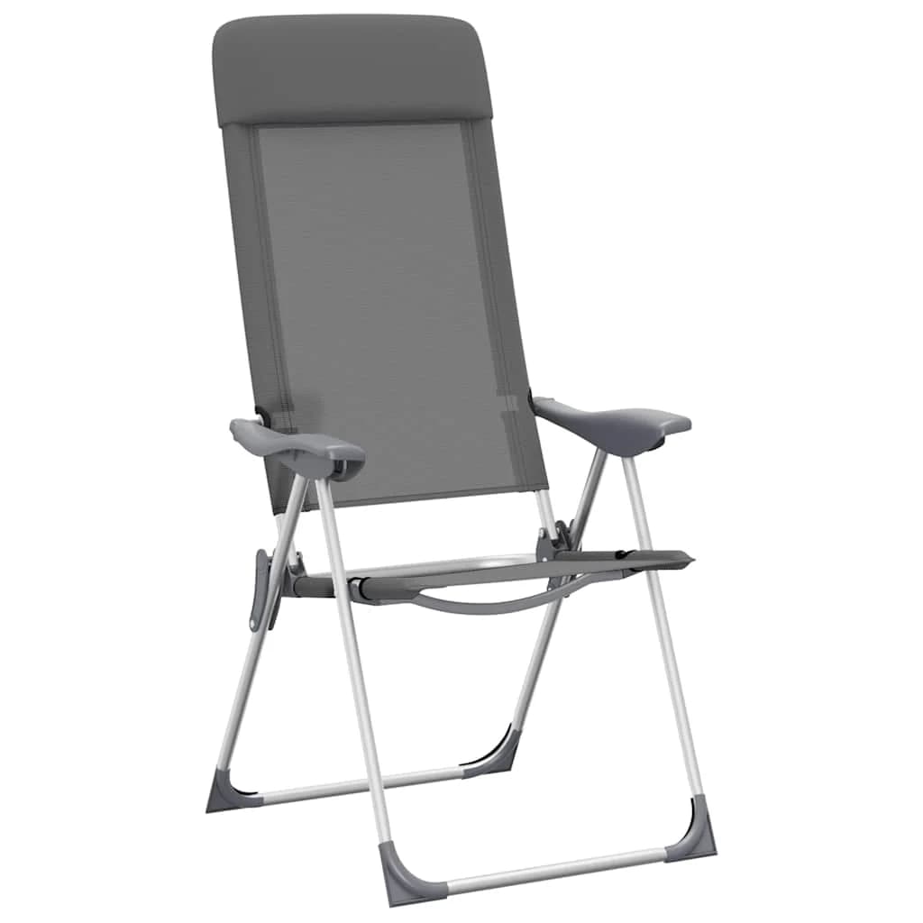 Lot 2 chaises camping pliantes grises aluminium légères pour pêche, chasse et voyage