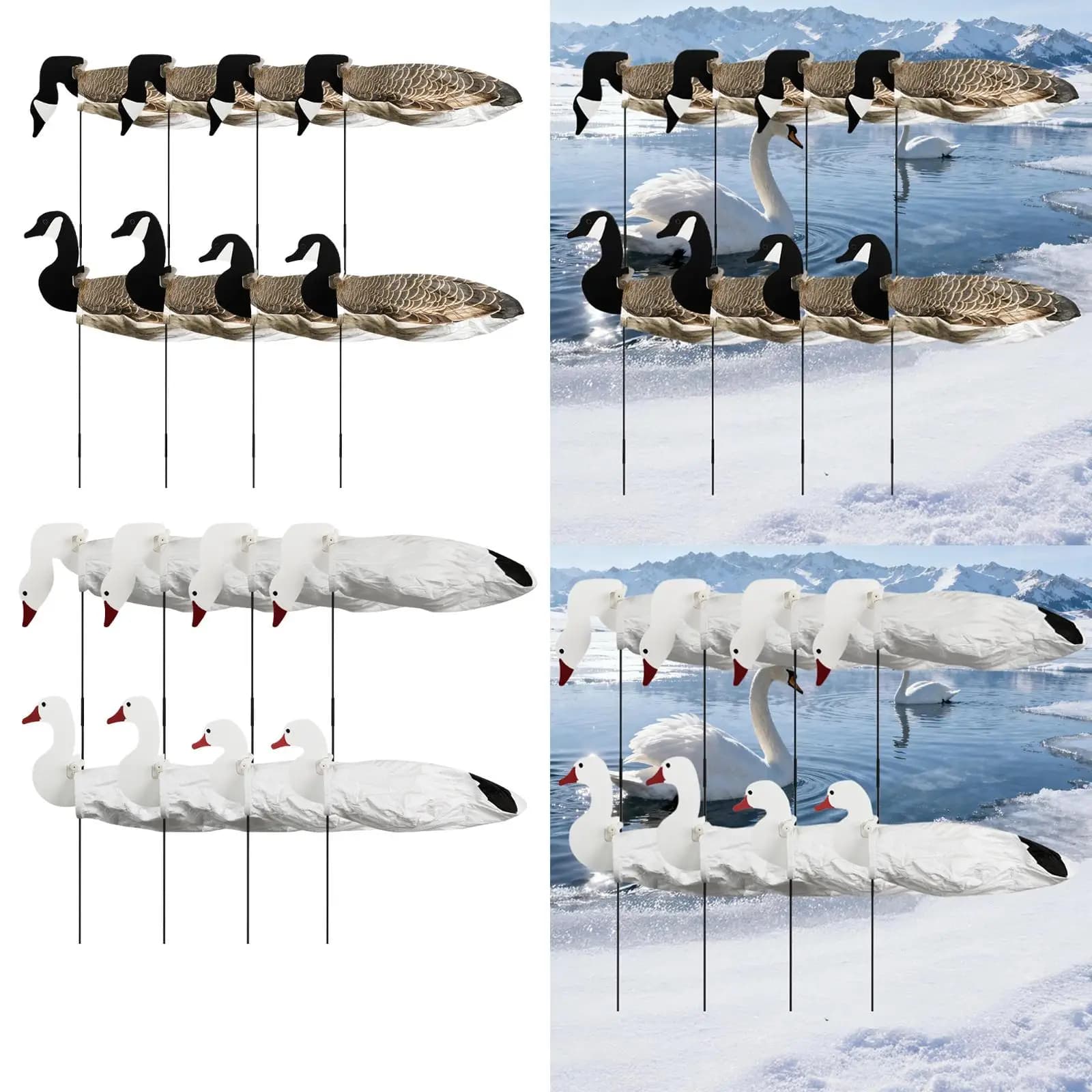 Ensemble leurres silhouette oie avec design mouvement réaliste - Attraction oiseaux chasse en champ
