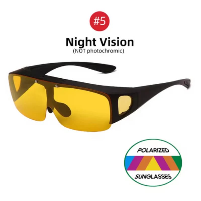 Lunettes de pêche polarisées relevables sur-lunettes vision nocturne conduite UV400 - Polyvalence