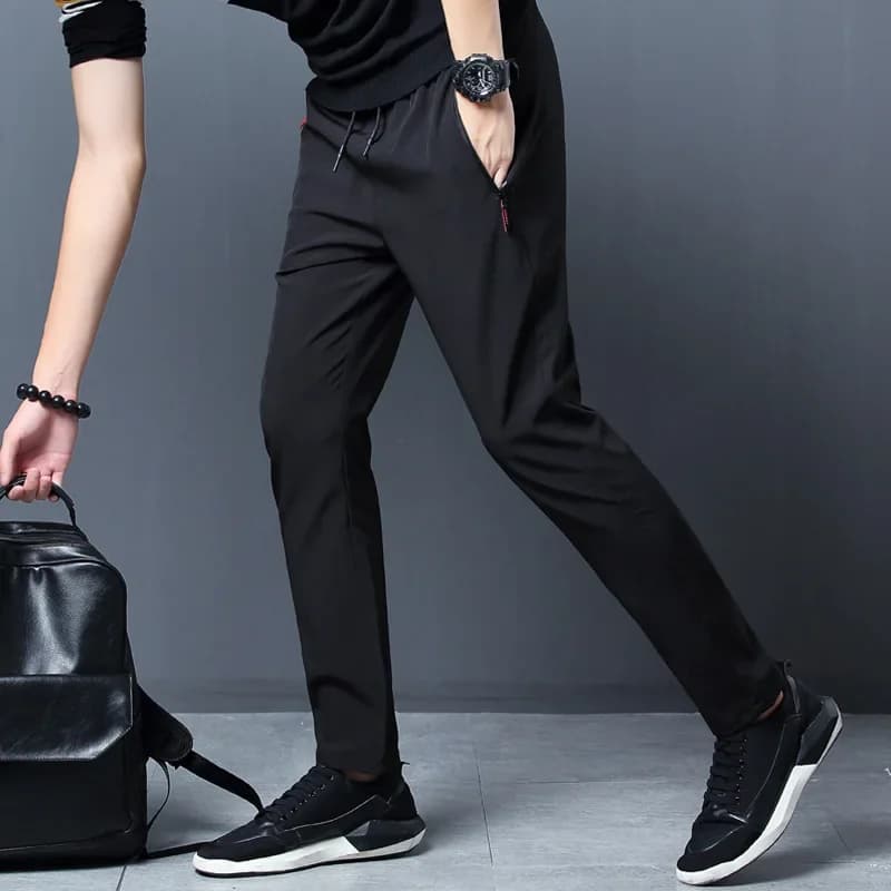 Pantalon homme décontracté coupe droite élastique pour pêche, jogger classique bleu noir gris