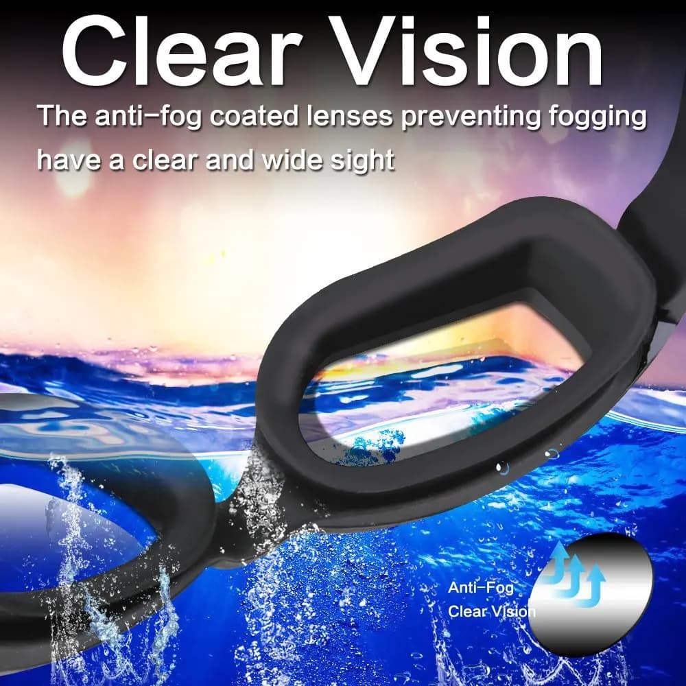 Lunettes de natation JSJM professionnelles anti-buée étanches avec ajustement silicone pour adultes