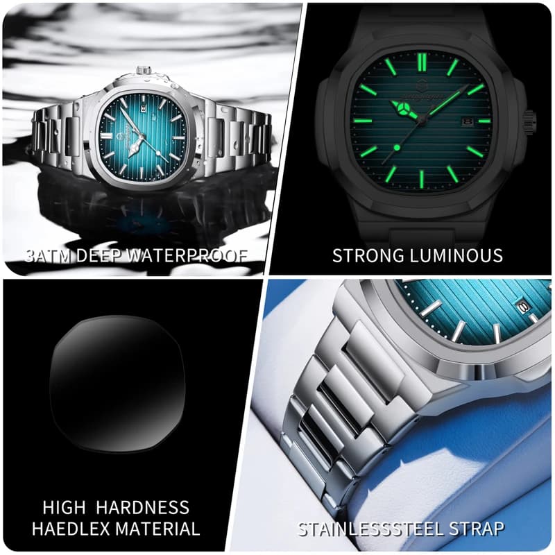 Montre militaire homme luxe 2026 PAAZOMU étanche lumineuse avec date et jour, boîtier acier inoxydable quartz + boîte