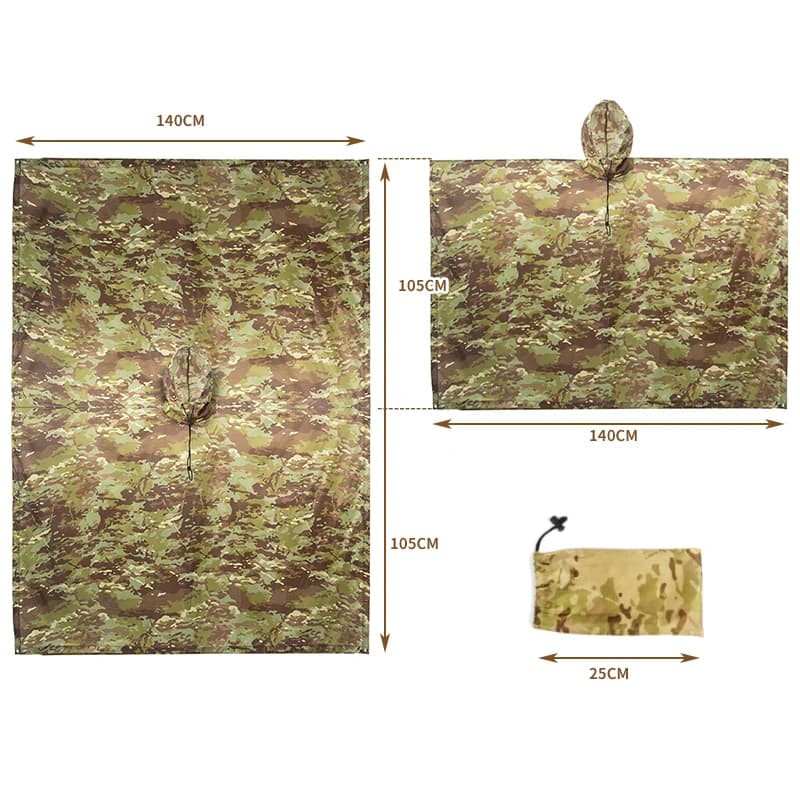 Poncho pluie camouflage pêche - Protection imperméable discrète pour pêcheurs