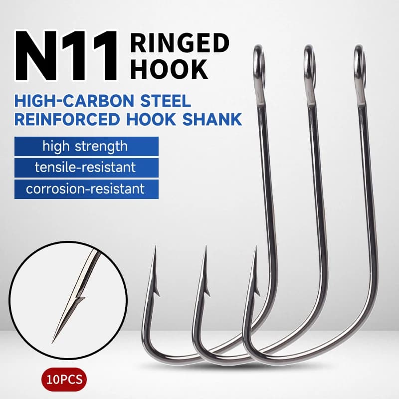 Hameçons Supercontinent 10 pièces anneau large tailles 2#-12# pour vers appâts naturels pêche carnassiers
