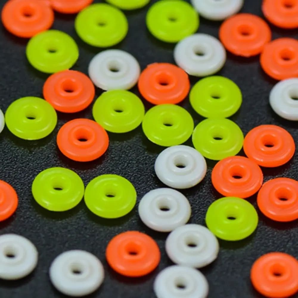100 perles stopper demi-rondes pour pêche en mer - Beads flottants rouges 3/4mm accessoires