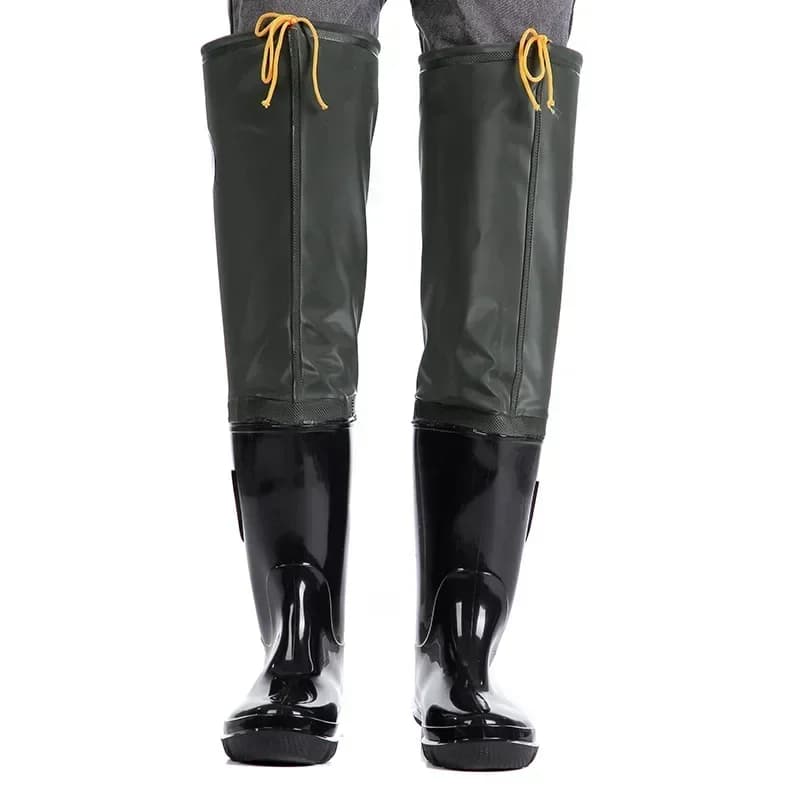 Pantalon de pêche imperméable renforcé avec bottes intégrées antidérapantes et résistantes à l'usure